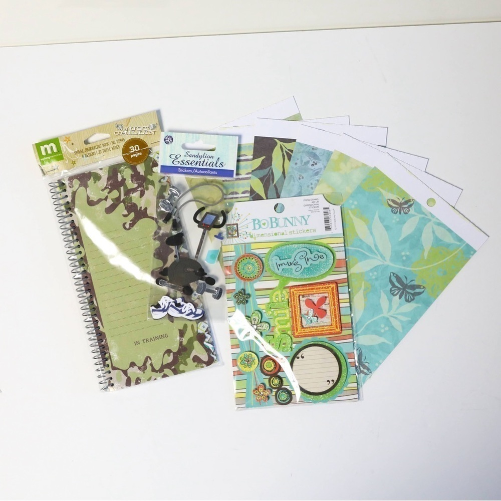 Set of scrapbooking materials new military journaling base gym stickers paper